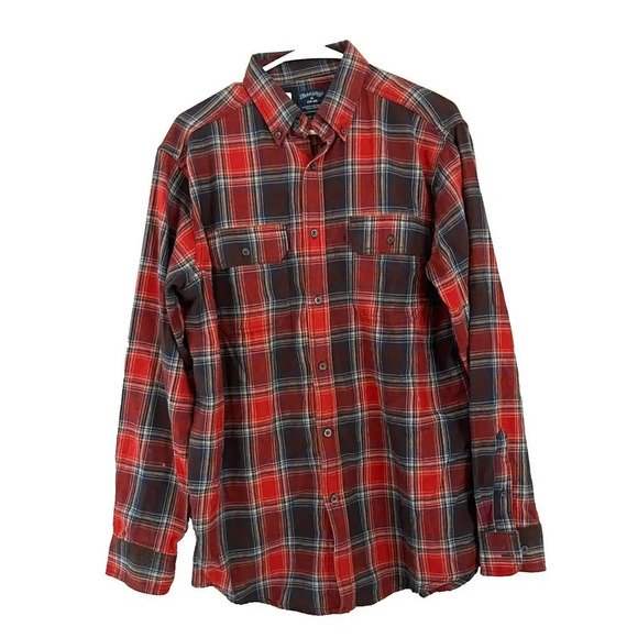 Faded Glory Mens Red Blue Plaid Shirt M Button Down Gorpcore Normcore Flannel - Picture 1 of 7